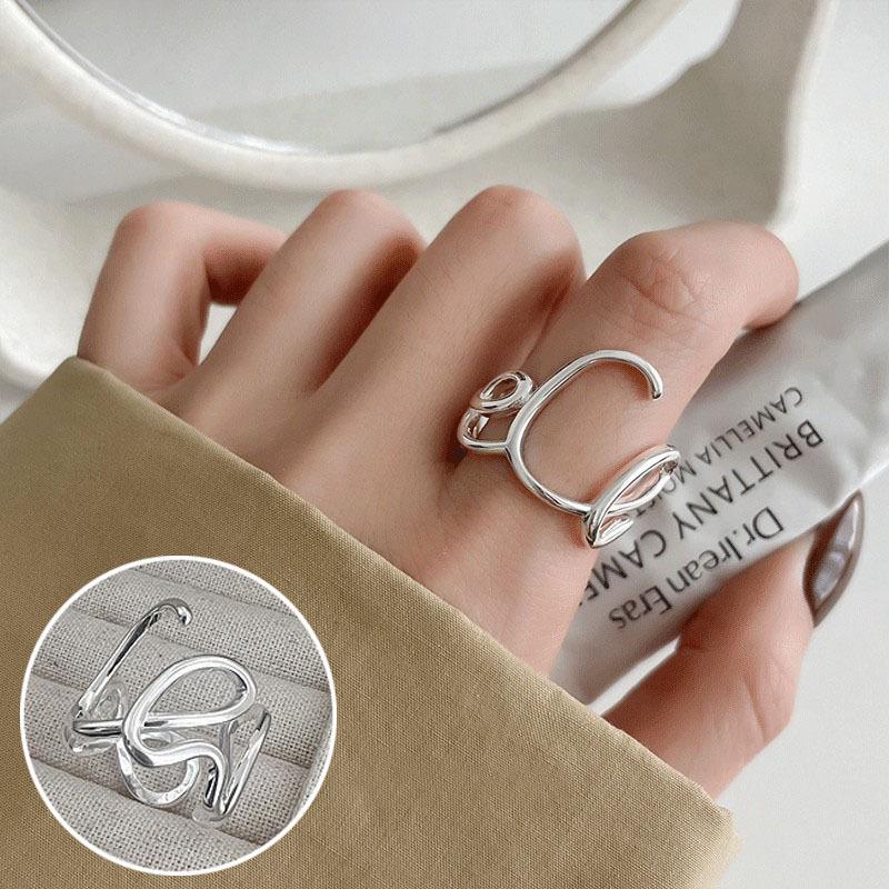 Korean Style S925 Silver Plated Geometric Open Finger Ring - Women's Vintage Hip Hop Jewelry for Index or Pinky Finger.