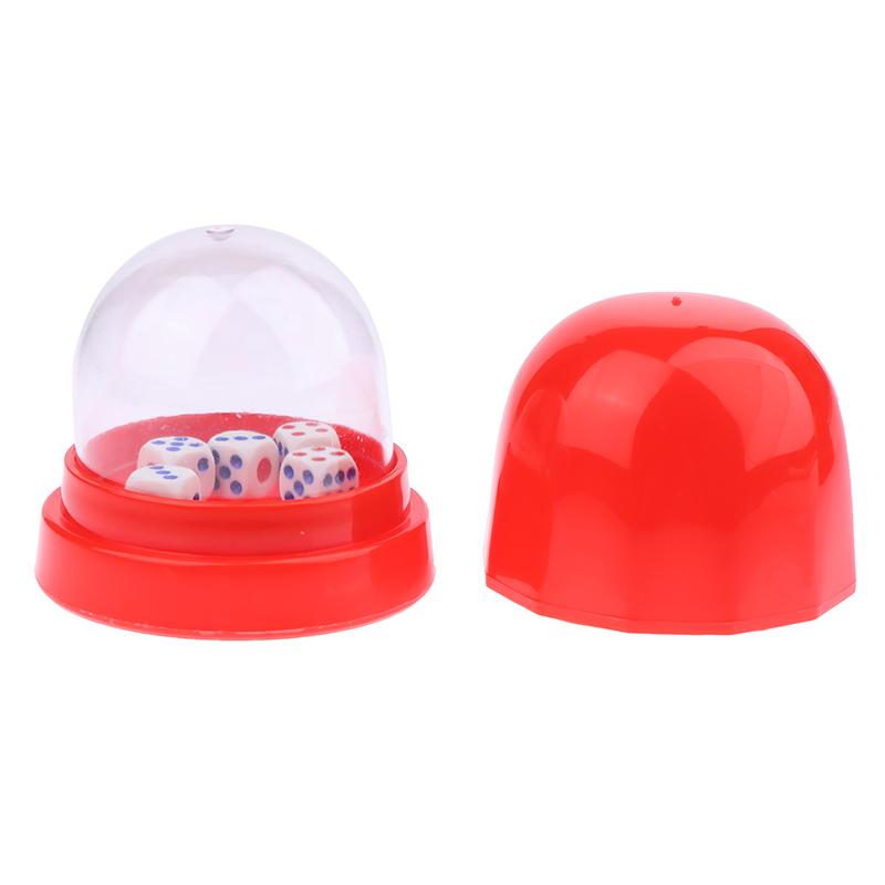 

Dice Cup With Lid Plastic Transparent Lid Dice Roller Cup Anti-Cheating With 5 Dices red