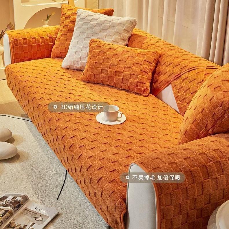 

Nordic Style Winter Plush Sofa Cushion Non-Slip Seat Cushion Relies on Protective Shell Modern Simple Winter Leather Sofa Cover Cover 70*70cm
