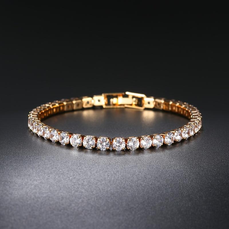 New Pure Copper Tennis Chain Bracelet - Zirconia Hip Hop Jewelry for Men & Women (Anti-Tarnish, Christmas/Halloween Gift)