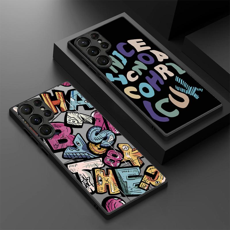 Magnetic For Magsafe Case For Samsung Galaxy S26 Ultra S25 Edge S24 S23 S22 Plus S21 FE Fashion Letter Pattern Hybrid Matte Cover