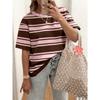 T-shirt da Donna a Strisce Arcobaleno Abbigliamento Oversize Tendenza Casual Manica Corta Girocollo T-shirt Estive da Donna Magliette Morbide per Tutti i Giorni