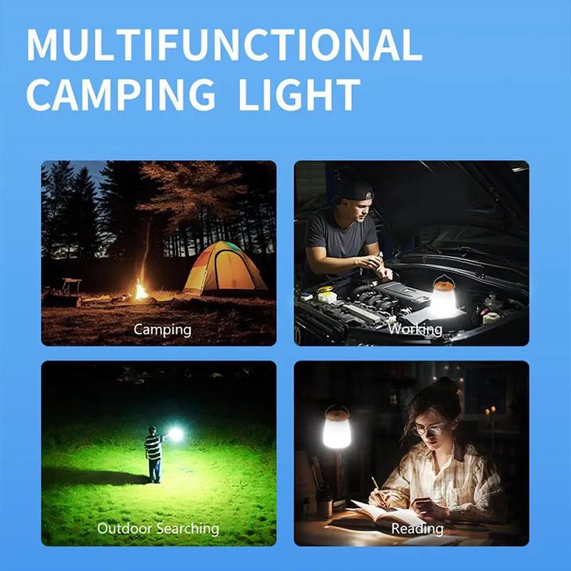 LED Camping Lights Built-in Battery USB Rechargeable Lamp Outdoor Tents Hanging Lantern Waterproof Night Light Emergency Light
