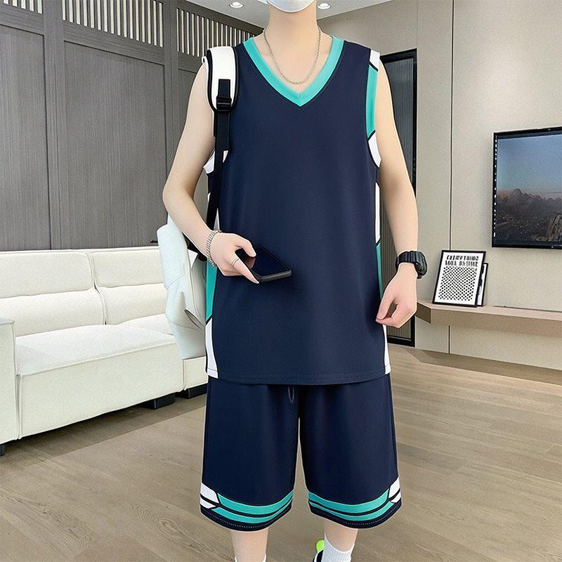 Men s 2026 Summer Ice Silk Quick-Dry Vest and Shorts Set 2XL