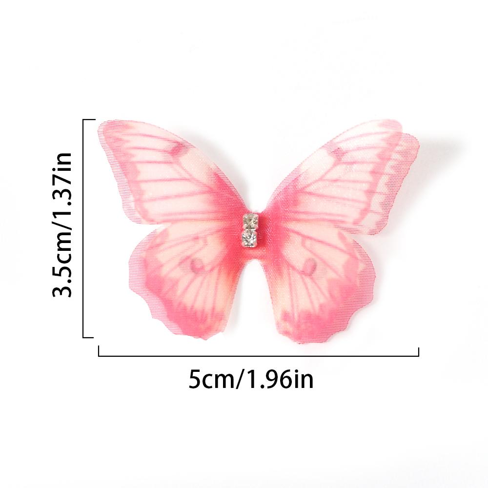 30/50Pcs Artificial Diamond Butterfly For Home Room Decoration DIY Wreath Valentine's Day Wedding Girl Hair Clip Butterfly Decor