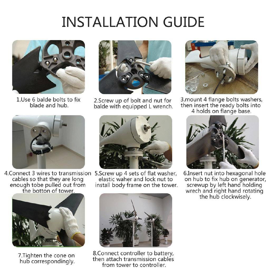 Wind Turbines Generator 3000W 5 Blade Wind Generator With Controller Windmill Energy Turbines Charge New