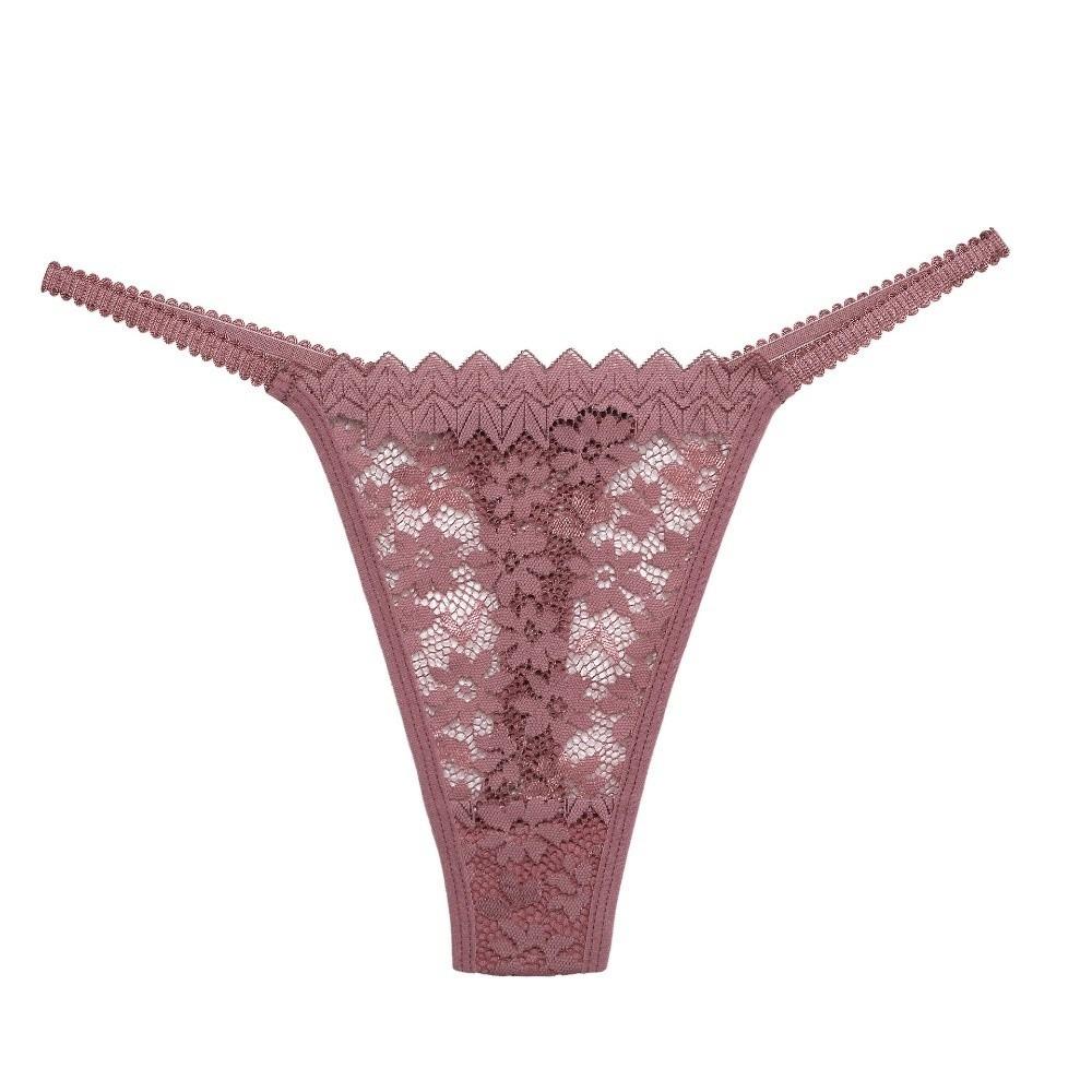 Low Waist Lace Flower Briefs Mesh T-Back Panties Comfortable Lace Thong Women  Daily Wear