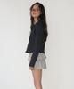 RONRON Dot Ruffle Long Sleeve T Shirt Navy