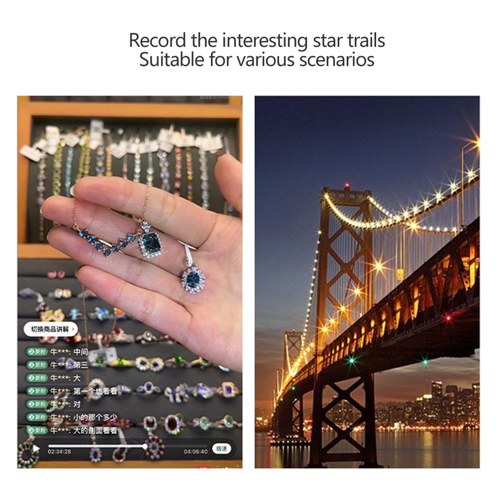 52mm Rotatable Adjustable Phone Star Filter Firelight Lens for Jewelry Accessories Night Photography Sparkling Effect Capture