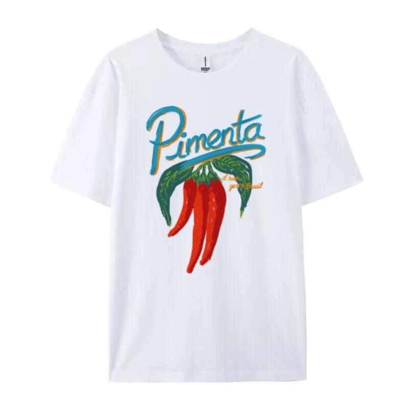 

Vintage Chili Pepper PiUnisexta Graphic Tees Tops Cotton Short Sleeve Aesthetic Women TShirt Botanical Brazilian Female Clothing S
