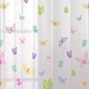 2PC Colorful Butterfly Sheer Curtains - Dreamy Pastel Rainbow Print Window Drapes for Girls Bedroom Kids Room Decor