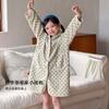 Kids Winter Warm Pajama Set Girls Boys Soft Plush Sleepwear With Hooded Robe Pants A-Class Safe Toddler Home Outfit
