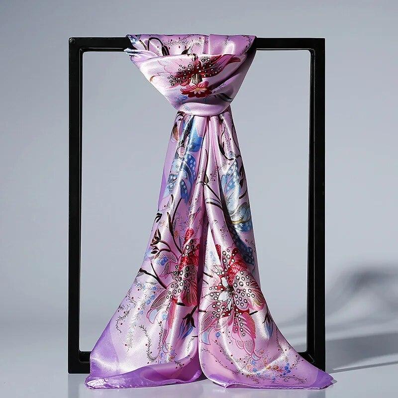 90x90cm Mode Silk Satin Scarf För Kvinnor Pannband Fyrkantiga sjalar och Wraps Halshalsdukar