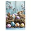 Tin Sign Retro Easter Rabbit Floral Wall Art Home Holiday Decor Metal Poster
