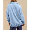 Womens Loose Half Button Collar Long Sleeve Casual Sweatshirt