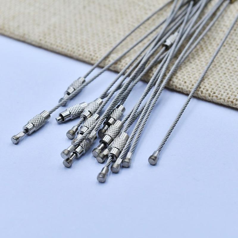 5pcs 110x1.5mm Keychain Stainless Steel Wire Outdoor Portable Cable Rope Key Holder Durable Suitable for Hiking Camping TMZ