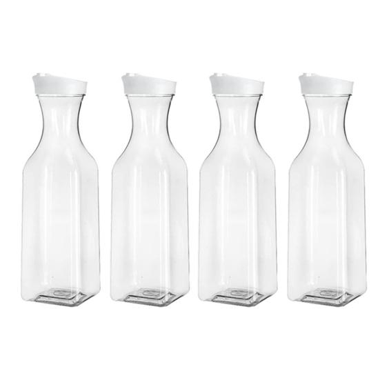 Vannkanne 1,5L Vannflaske med vipplokk Gjennomsiktig juicebeholder Rund Firkantet base Melkeflaske for Hjem Kjøkken Bar Restaurant