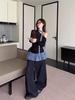 Chic Plaid Spliced Off-Shoulder Slim-Fit Long-Sleeve Women's Top