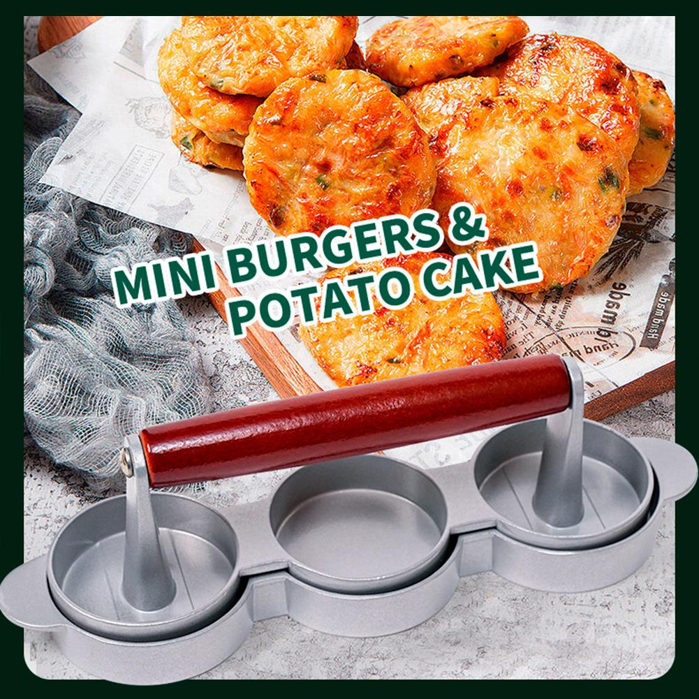 Double Burger Presses Aluminum Non-Stick Burger Meat Patty Press Manual Hamburger Makers Mold Kitchen Meat Patties Making Tool