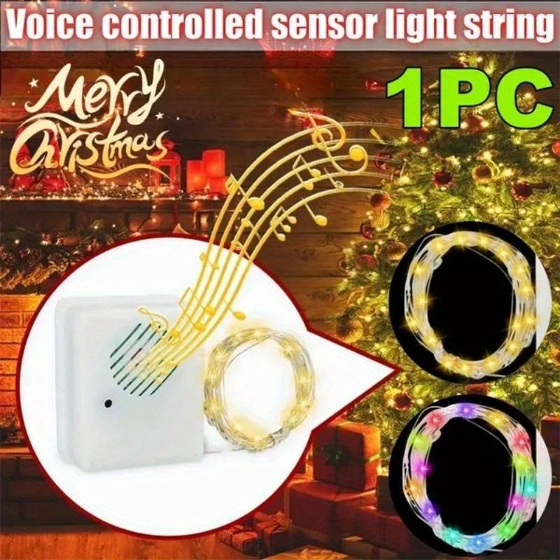 

1pc Christmas Sound Sensor Music Speaker 300cm/118.1in String Lights Sound Control Prop Sound Sensor Christmas Party Christmas Tree
