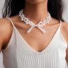 Pendant Clavicle Chain Women Imitation Pearl Collarbone Chain Fashion Bow Necklace  Gifts