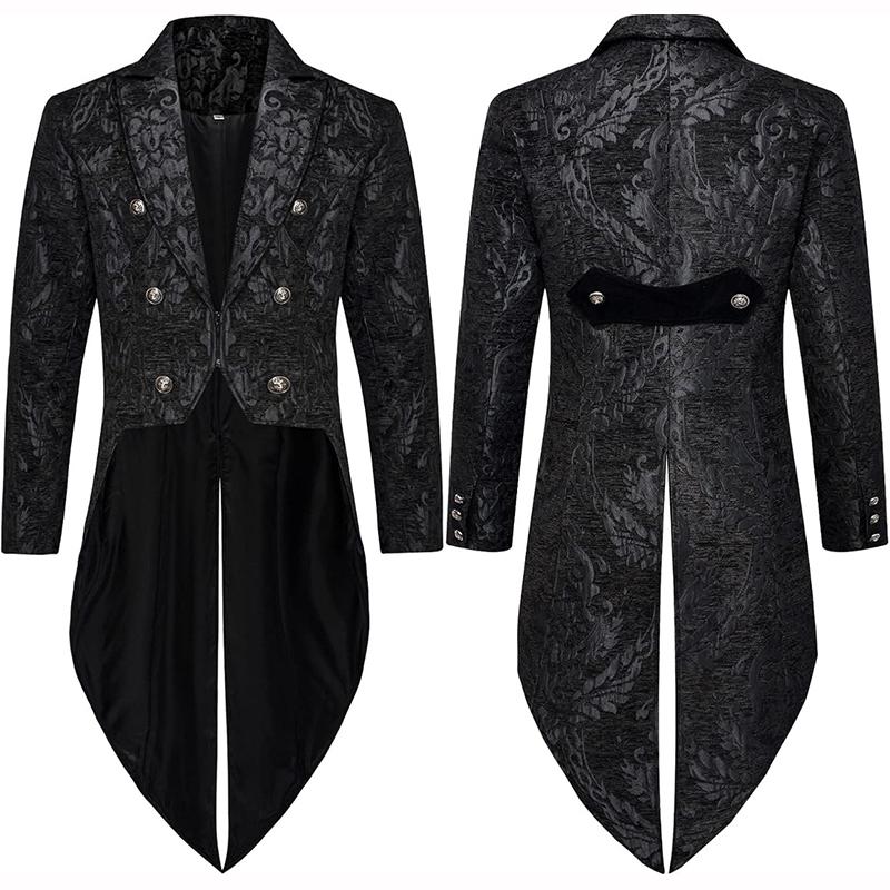 

Devil Fashion Мужской готический стимпанк фрак куртка черный парча дамаск свадебный хэллоуин фрак куртка XS чёрный