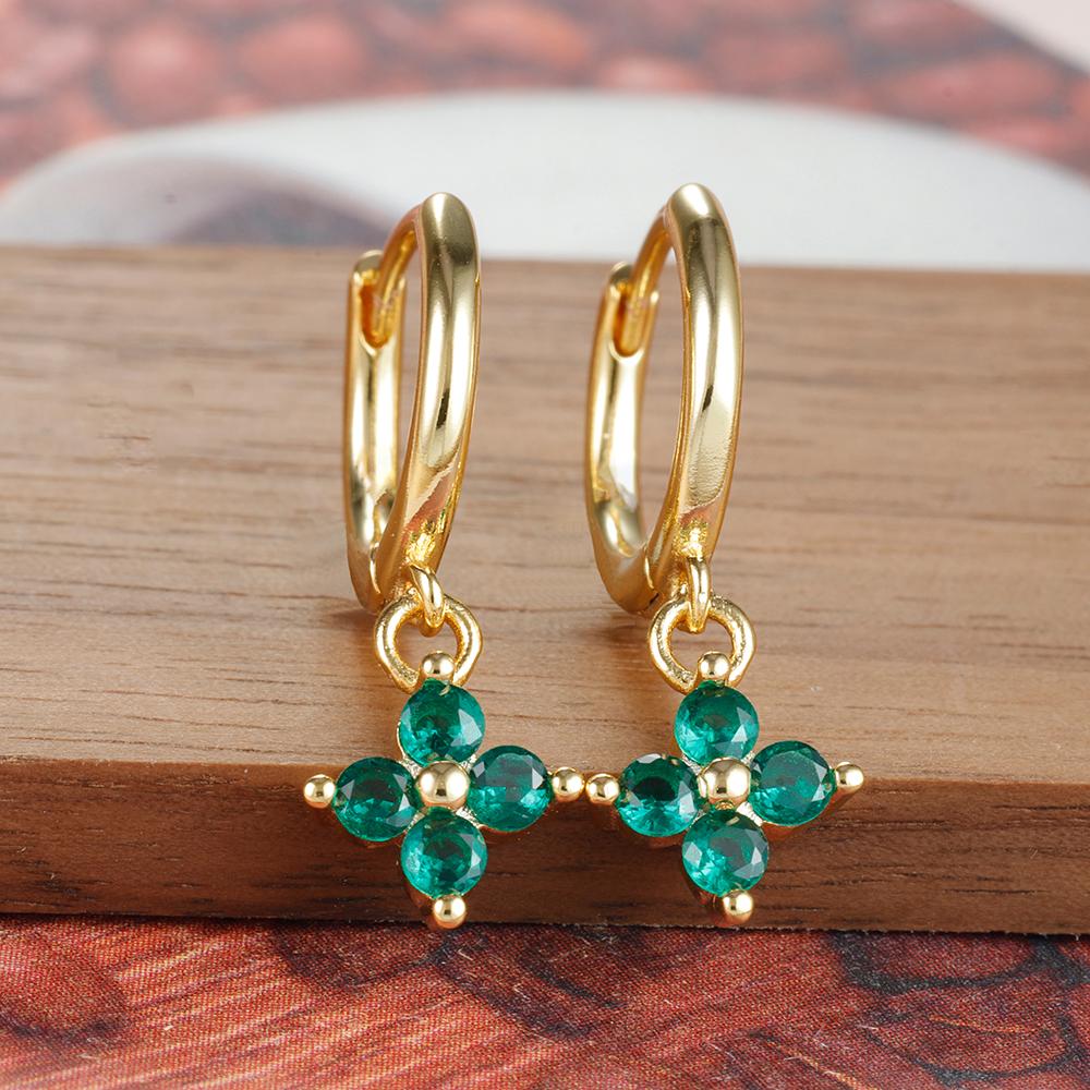 

New Design Zircon Flower Pendant Hoop Earring for Women Simple Stainless Steel Huggies Earring Cartilage Piercing Jewelry aretes