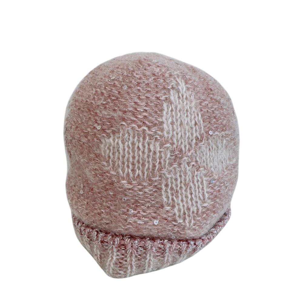 LOUIS VUITTON M74770 Mohair knitted hat Nylon Monogram Glitter Beanie Other hats pink Nylon Used