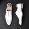 New Men's Dress Leather Shoes Male Designer Black White Lace Up Oxfords Wedding Prom Homecoming Footwear Zapatos Hombre