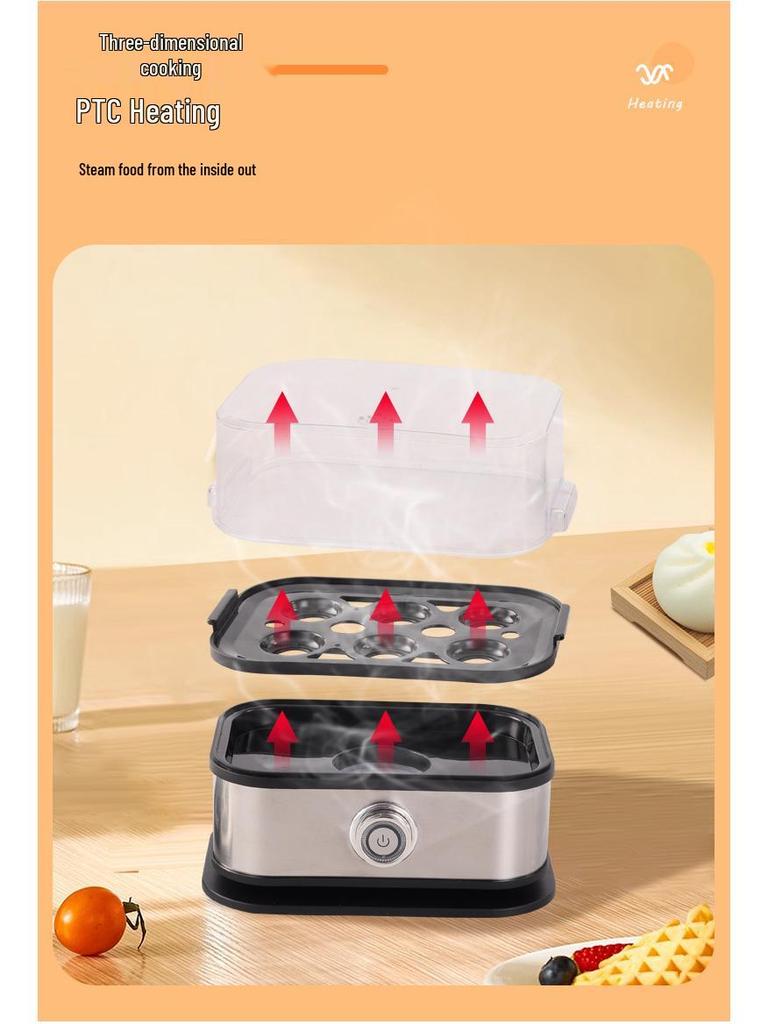 Portable Multifunctional Stainless Steel Egg Cooker: Small Steamed Egg Cooker for Kitchen and Breakfast