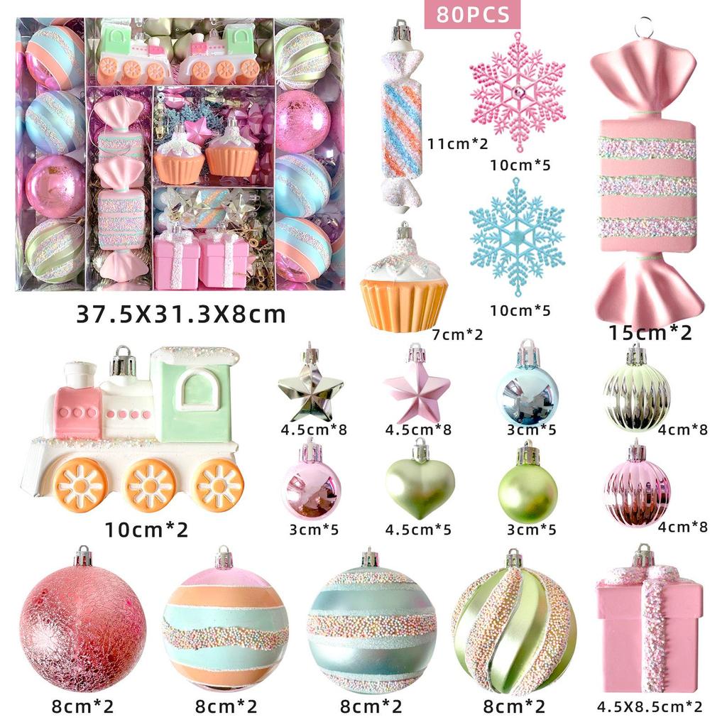 Rainbow Macaron Candy Color Christmas Ornament Set - Gift Box & Party Hanging Decorations