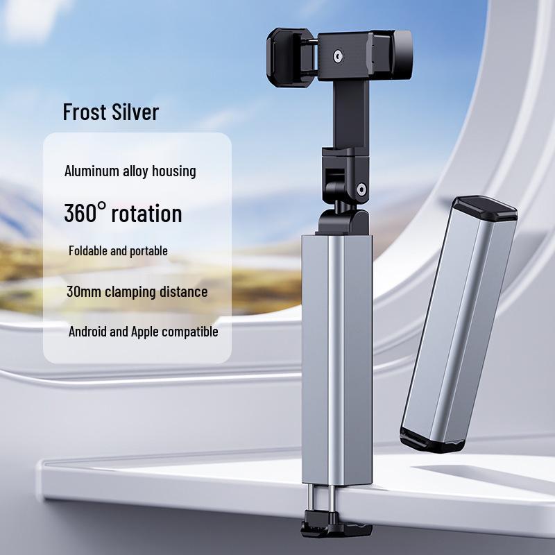 Aluminum Alloy Portable Selfie Stick: High-Speed Rotation, Telescopic, Folding Phone Holder for Travel.