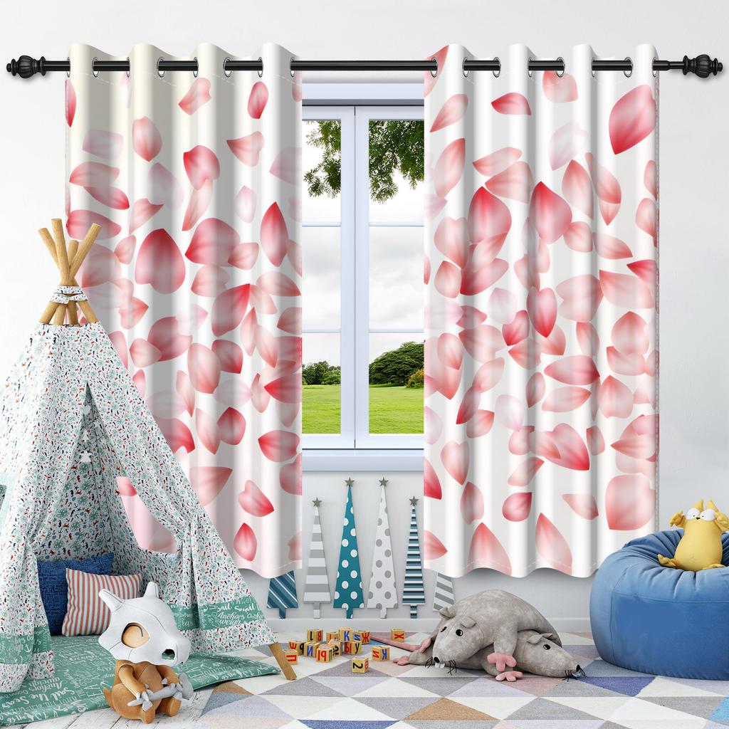 Wildflowers Floral Green Plants Window Curtains Blackout Washable Polyester Fabric Bedroom Living Room Home Decor Curtain 2 Pcs