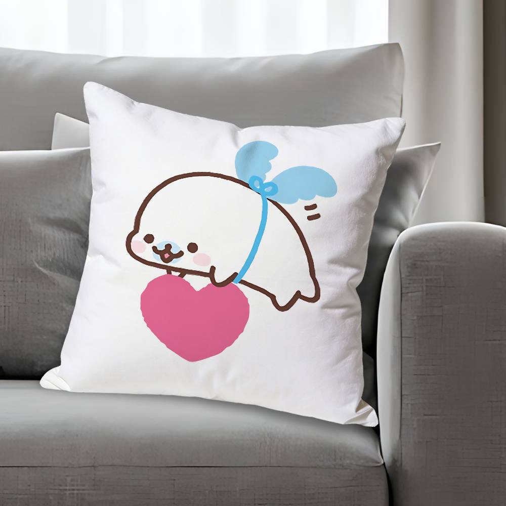 M-Mamegoma S-Seal Cute Meme Pillow Cases for Bedroom Living Room Sofa Home Decor Polyester Cushion Cover with Zipper