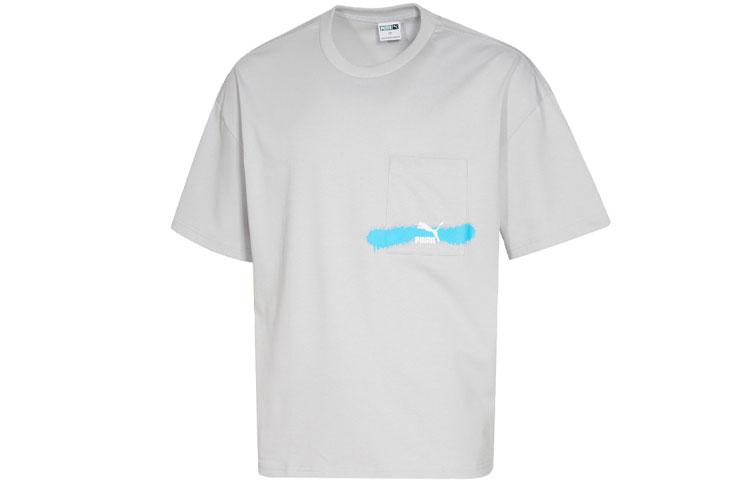 PUMA T Shirts Unisex Gray Crew Neck Moderate Straight Fit 536087-19 XL