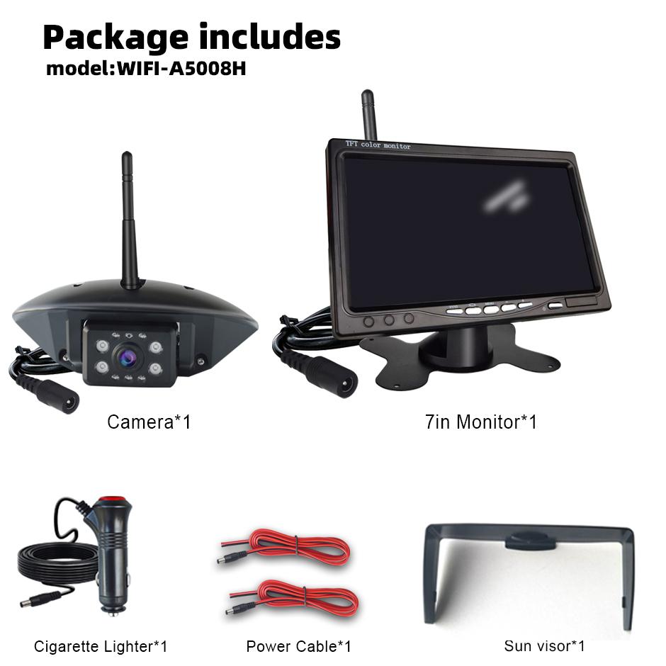 HD Wireless Rear View Backup Camera Reversing Cam BSD 7 Inch Monitor AHD for Truck Bus RV Camper Trailer Excavator PickupTrailer
