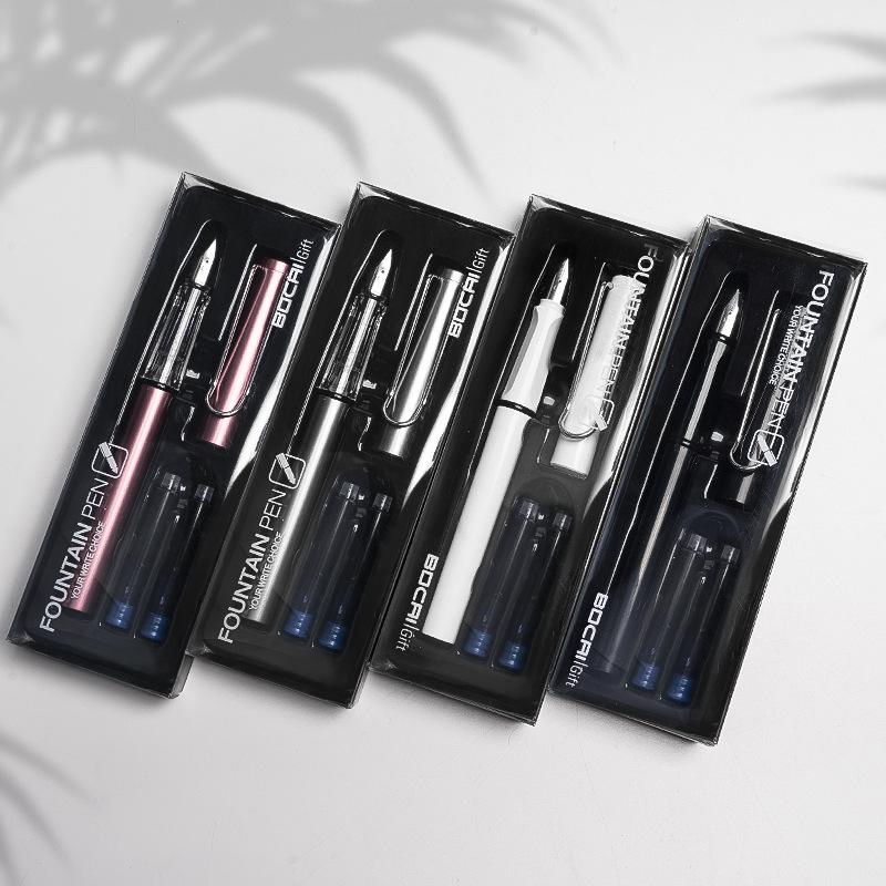 9020 Round Rod Box With Positive Posture Pen, Replaceable Ink Bag Pen For Students To Practice Calligraphy, High-End Gift Box Pen