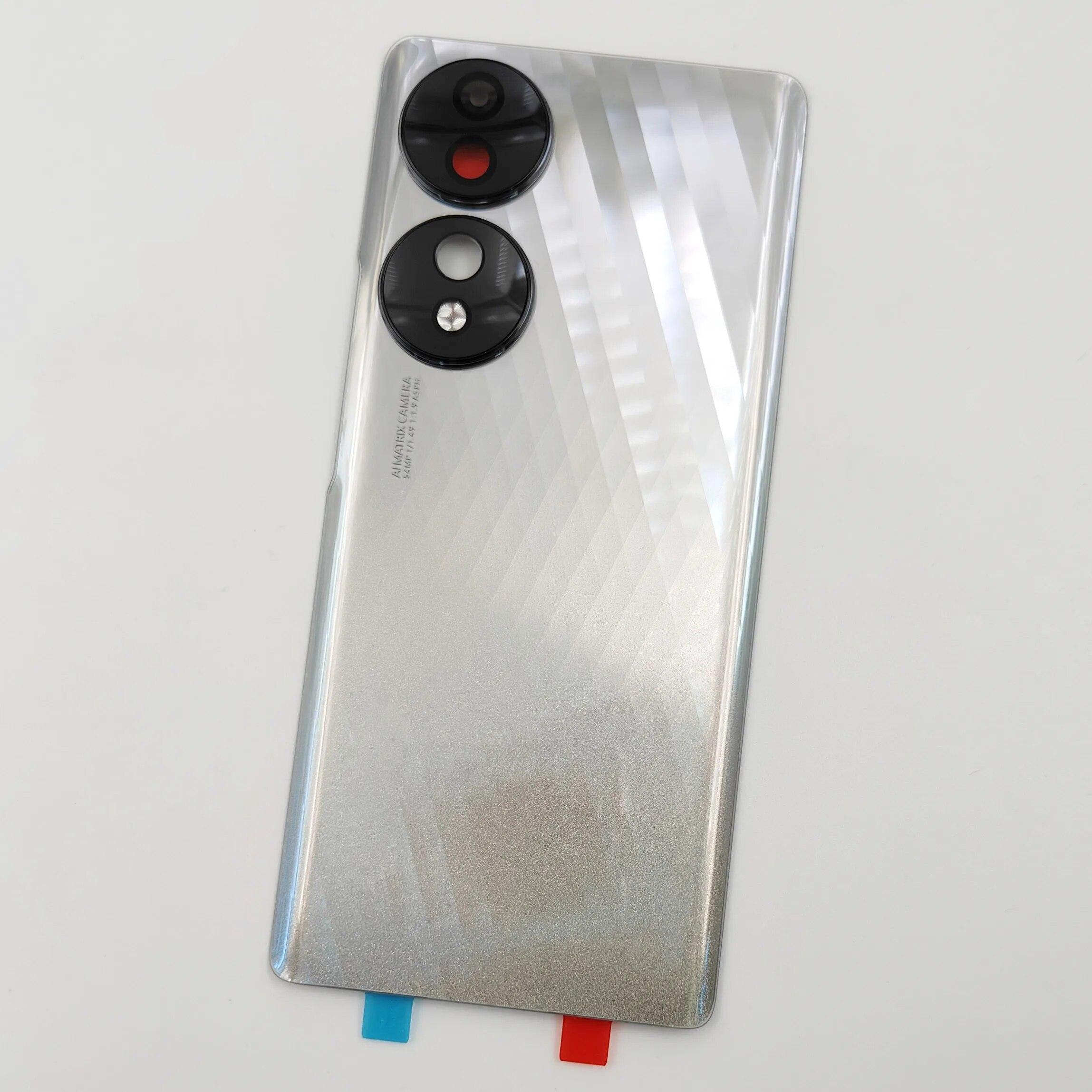 

Для Huawei Honor 70 стеклянная крышка батарейного отсека задняя крышка Honor70 задняя панель корпуса + объектив камеры + клейкий клей Crystal Silver