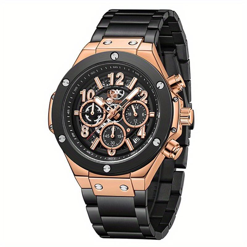 Fashion Men Sports Calendar Watches Chronograph 24 Hours Waterproof Quartz Watch Mens Business Luxury Stainless Steel Wristwatch