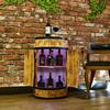 Casier À Vin - Creative Cooper - Tonneau En Bois Avec Portes, LED Et Télécommande, Casier À Alcool, 80x50 Cm, Bois De Pin Brûlé