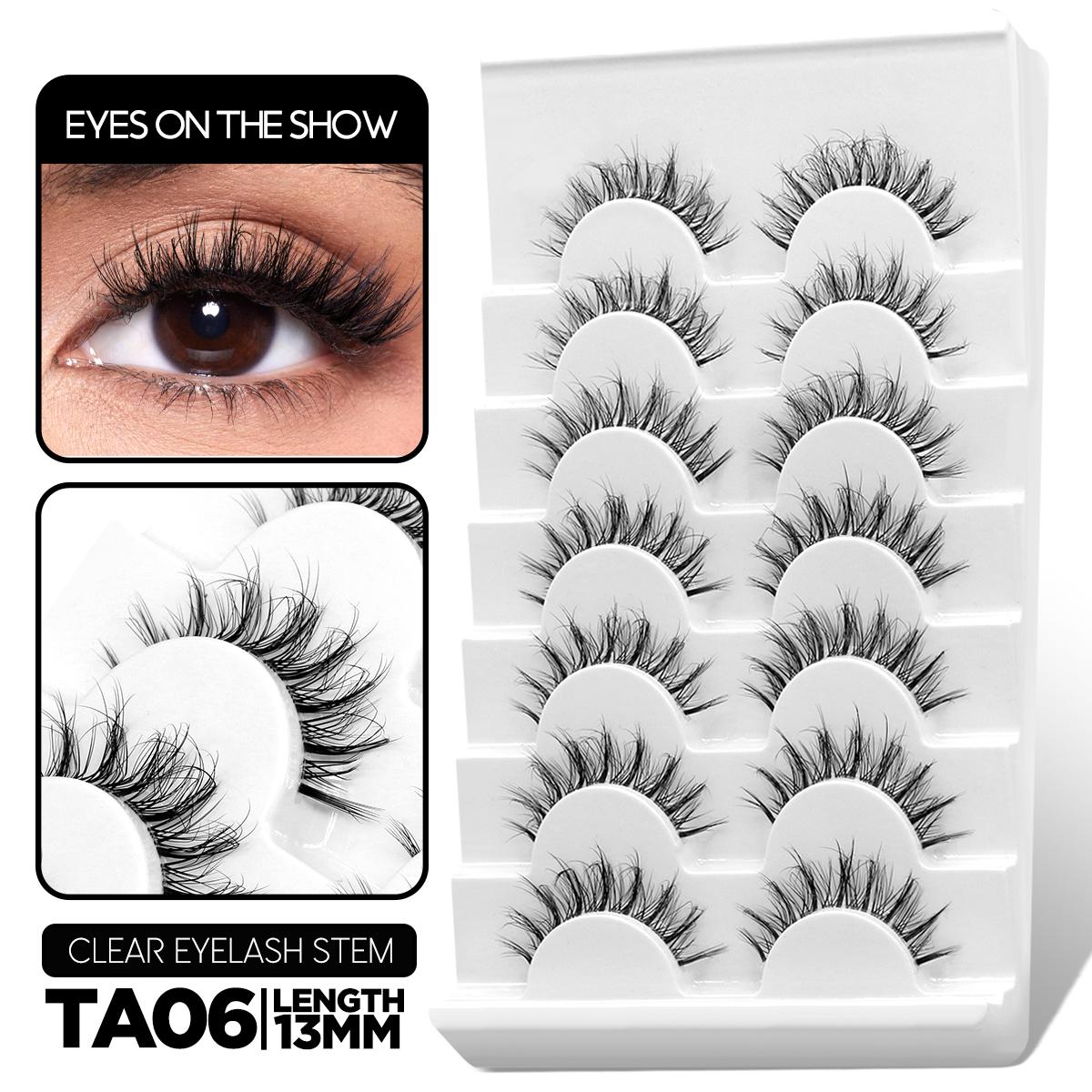 Пушистые накладные ресницы 5/7 пар натуральных кошачьих ресниц прозрачный стебель — фото 24
