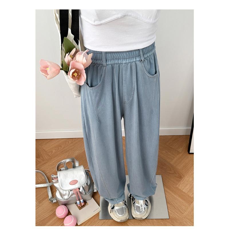 Women Vintage High Waist Slim Straight Leg Casual Pants