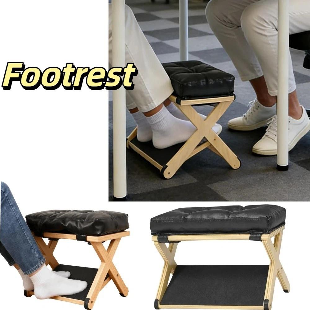 Natural Solid Wood Under Desk Footrest Non-Slip Base Smooth Surface Solid Wood Footrest Lightweight Design Sturdy Construction