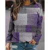 Plaid Printed Long Sleeve Round Neck Sweater Gingham Floral Print Long Sleeve Pullover