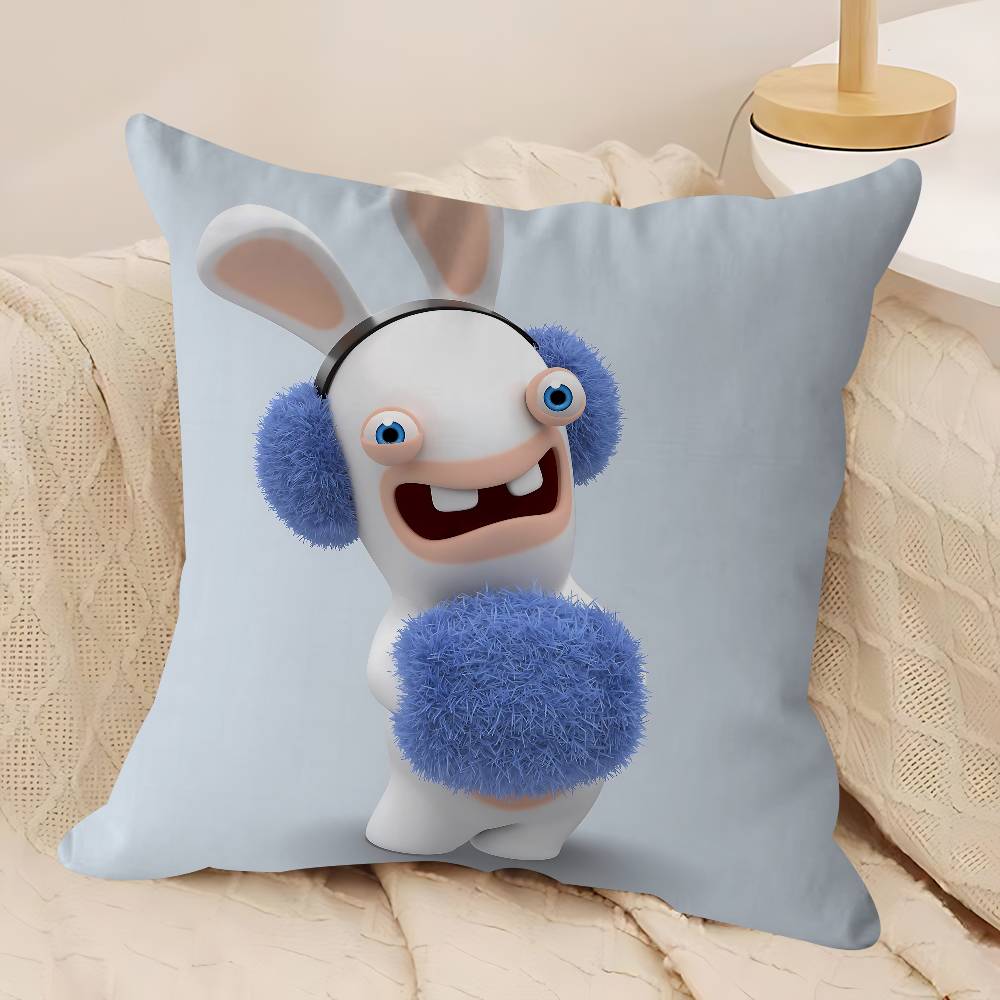 

CUTE Cartoon I-Invasion Rabbids Pillow Case Removable Washable Cushion Cover – All-Season Soft Linen 12x12Inch