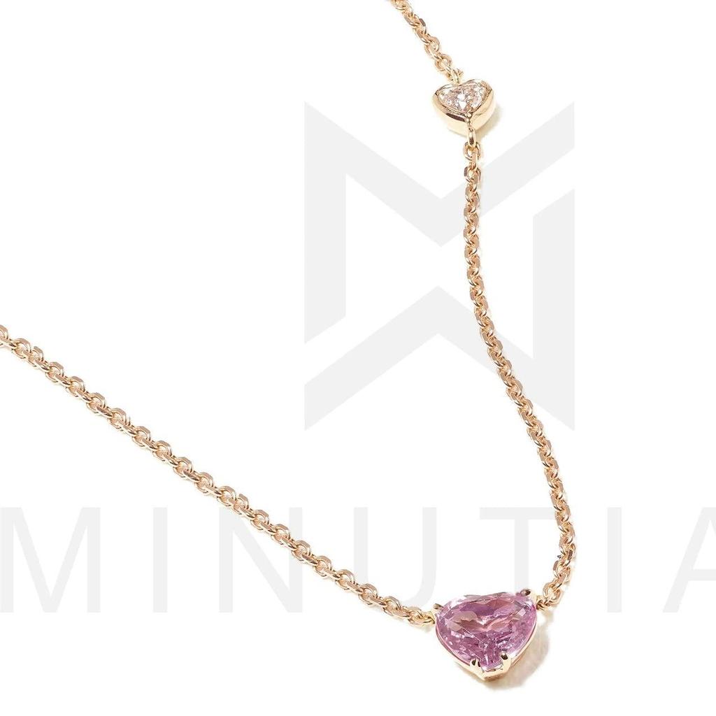 Hjärtformad med Rosa & Vita Diamant Hänge Halsband för Flickor Och Kvinnor med Förlängningsbar Kedja