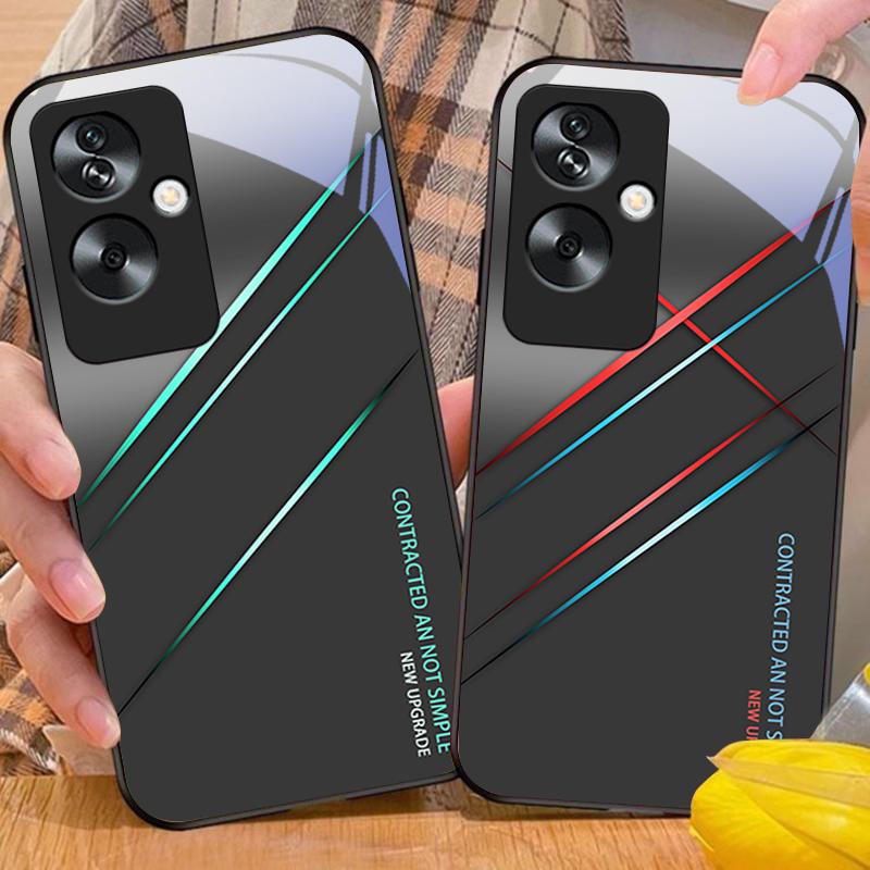 Geçişli Çatlak Kırmızı Oppo A79 5G 58 78 74 60 4G Reno 11F Realme GT 6 11 Note 50 10 C55 X2 Temperli Cam Siyah Telefon Kılıfı İçin