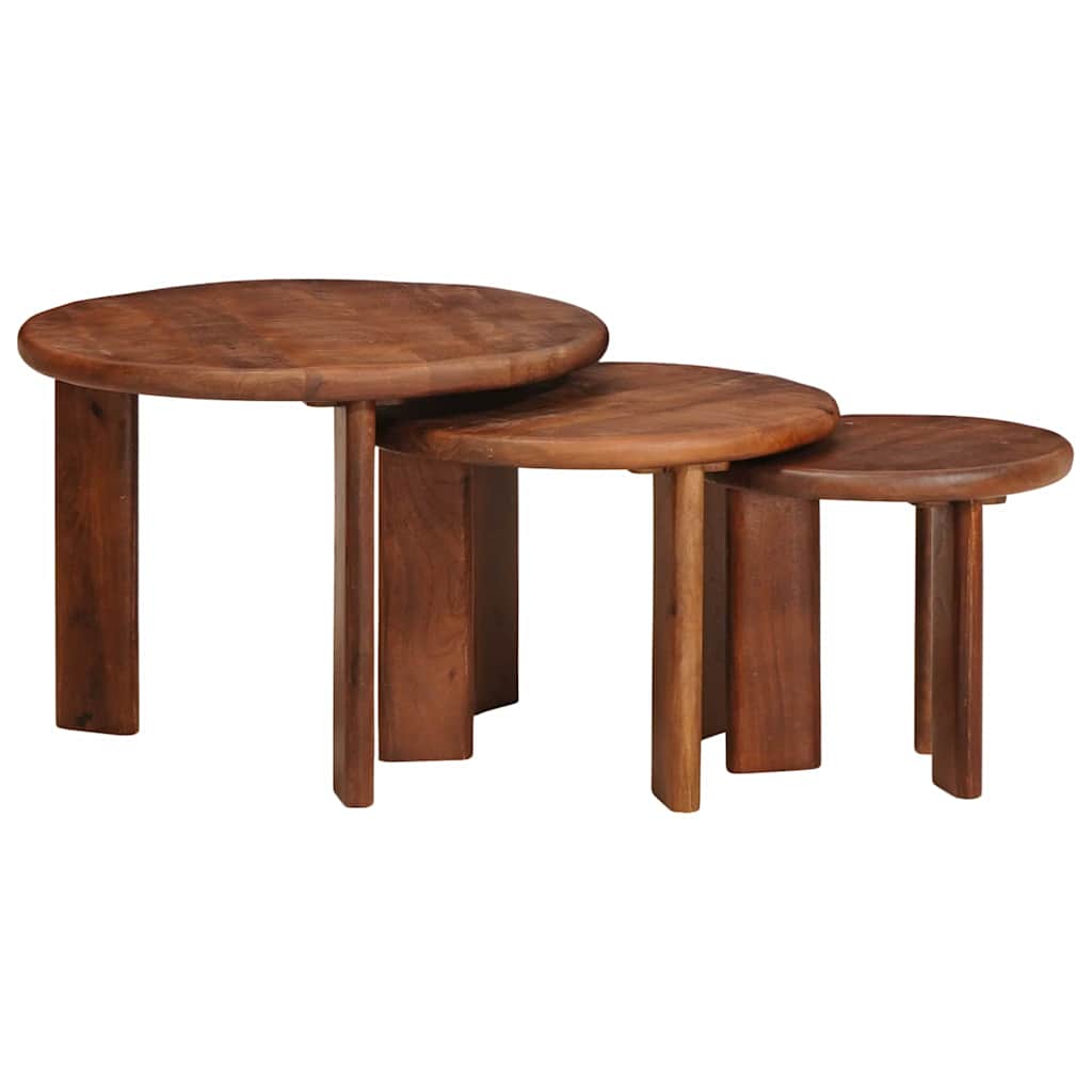 Nesting Coffee Tables Set 3 Pcs Honey Brown Solid Mango Wood