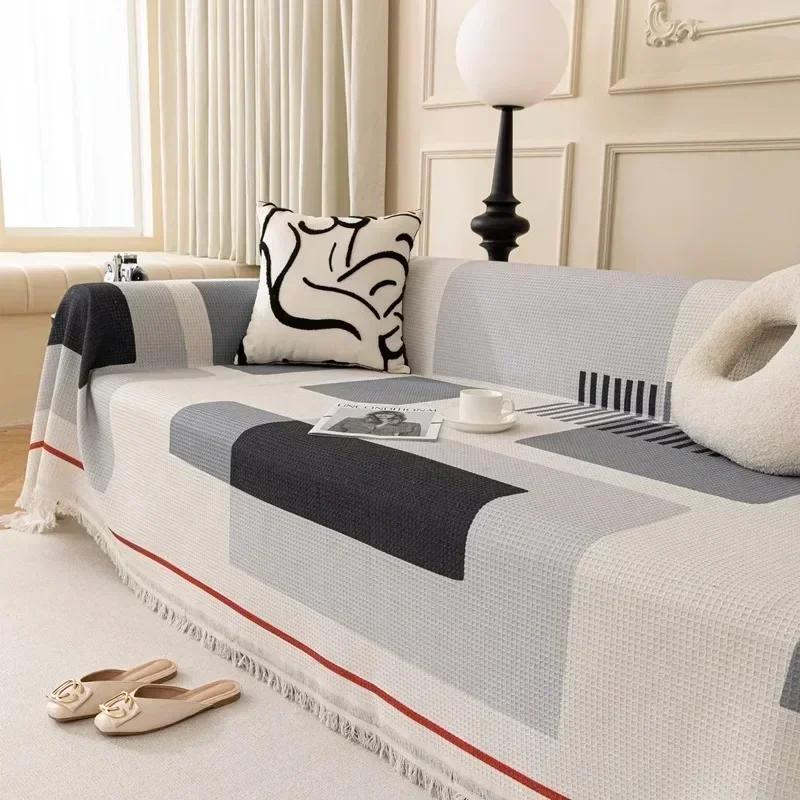 Nordic Sandstorm Hair Towel Four Seasons Universal Cotton Hemp Sofa Blanket Simple And Modern All-Around Sofa Cover Couch