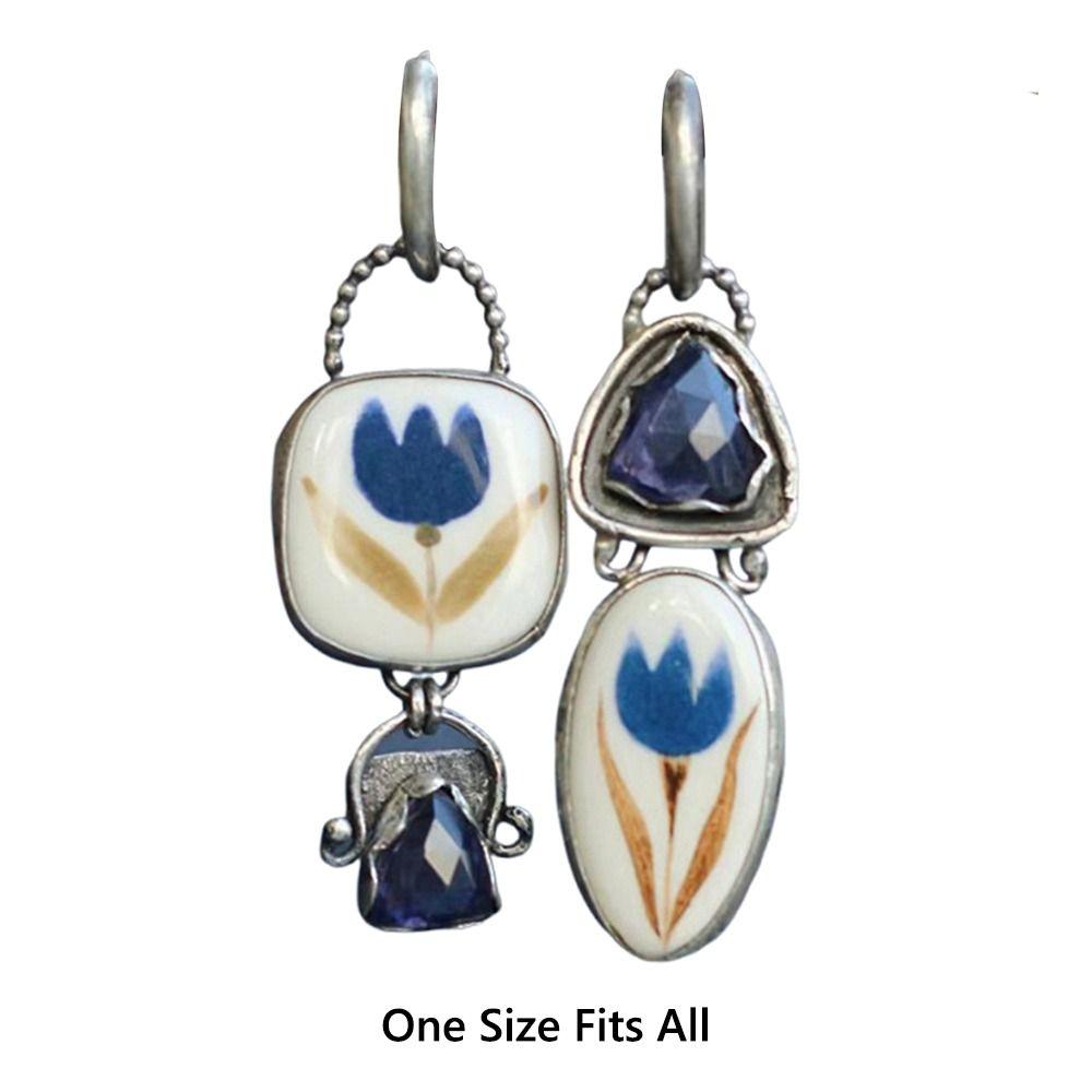 Fashion Enamel Leaf Earrings Elegant Rhinestone Dangle Earrings Geometric Drop Earrings  for Women